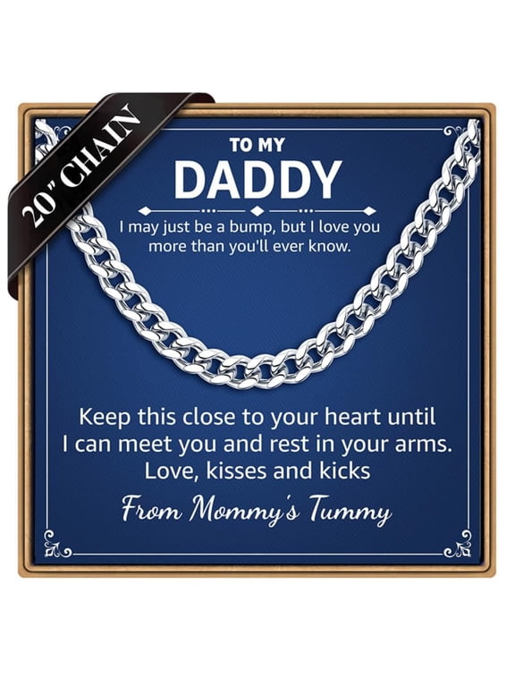 Cuban Link Chain Necklace Gifts for Men Daddy Gifts from Daughter Son 7mm Width Stainless Steel Cuban Chain Fashion Jewelry Fathers Day Birthday Gift for Dad Daddy