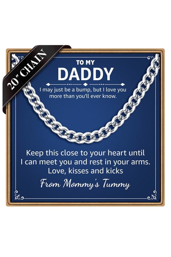 Cuban Link Chain Necklace Gifts for Men Daddy Gifts from Daughter Son 7mm Width Stainless Steel Cuban Chain Fashion Jewelry Fathers Day Birthday Gift for Dad Daddy