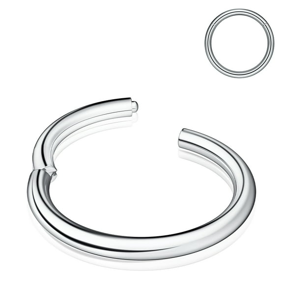 Turandoss Cute Small Nose Ring for Women 14K White Gold Plated 8mm Conch Earring Hoop Surgical Steel Septum Cartilage Jewelry Trendy Hinged Design for Women