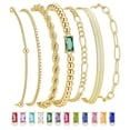 thumbnail image 1 of Turandoss Dainty Bracelets for Women Non Tarnish May Emerald Green Birthstone Bracelet Birthday Gifts for Women Mom 14K Gold Plated Bracelet Stack Set Beaded Bracelet Jewelry Gifts, 1 of 8