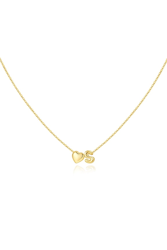 Dainty Heart Initial Necklaces for Women Girls 14K Gold Plated Tiny Heart Letter Pendant Jewelry Personalized Birthday Gifts for Her Mom Wife Sister Girlfriend