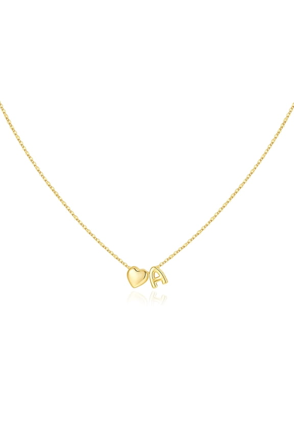 Dainty Heart Initial Necklaces for Women Girls 14K Gold Plated Tiny Heart Letter Pendant Jewelry Personalized Birthday Gifts for Women Teen Girls Trendy