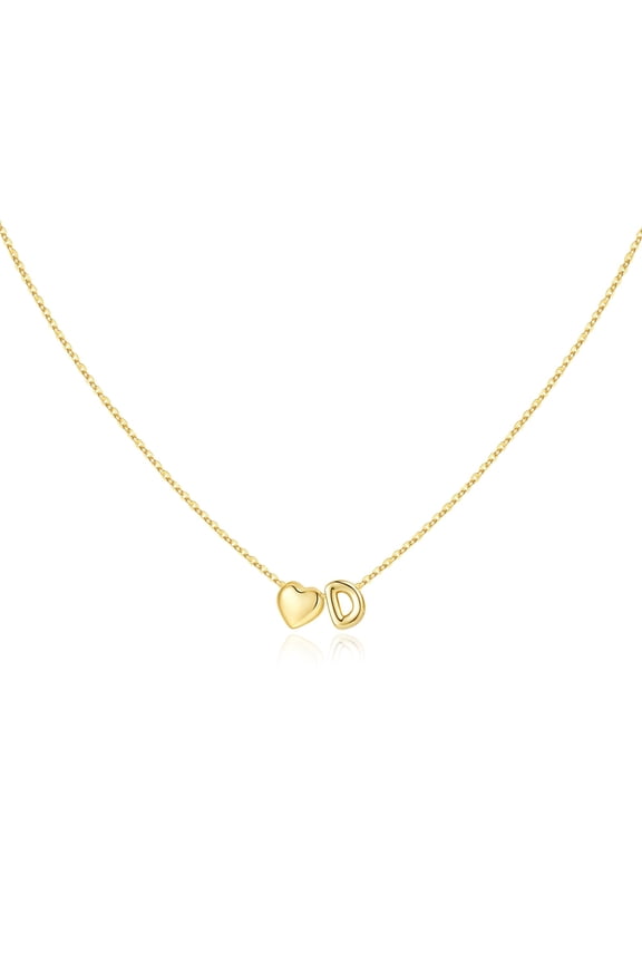 Dainty Heart Initial Necklaces for Women Girls 14K Gold Plated Tiny Heart Letter Pendant Jewelry Personalized Birthday Gifts for Women Teenage Girl Trendy