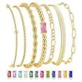 thumbnail image 1 of Turandoss Dainty Layered Bracelets Gifts for Women Non Tarnish October Pink Tourmaline Birthstone Bracelet 14K Gold Plated Bracelet Stack Beaded Bracelet Jewelry Gifts for Women Girls, 1 of 8