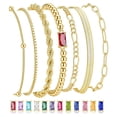 thumbnail image 1 of Turandoss Dainty Layered Bracelets for Women Non Tarnish January Red Garnet Birthstone Bracelet 14K Gold Plated Bracelet Stack Set Beaded Bracelet Jewelry Gifts for Women Girls, 1 of 8