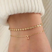 IEFSHINY Turandoss Dainty Layered Initial Charm Bracelet