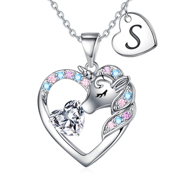 Turandoss Dance Recital Gifts for GirlsUnicorn Jewelry for Girls 4-6 S Initial Heart Necklaces for Kids Girl Unicorn Jewelry Dance Recital Gifts
