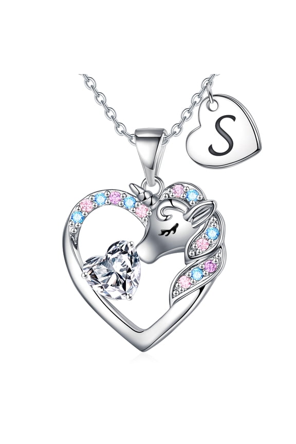 Dance Recital Gifts for GirlsUnicorn Jewelry for Girls 4-6 S Initial Heart Necklaces for Kids Girl Unicorn Jewelry Dance Recital Gifts