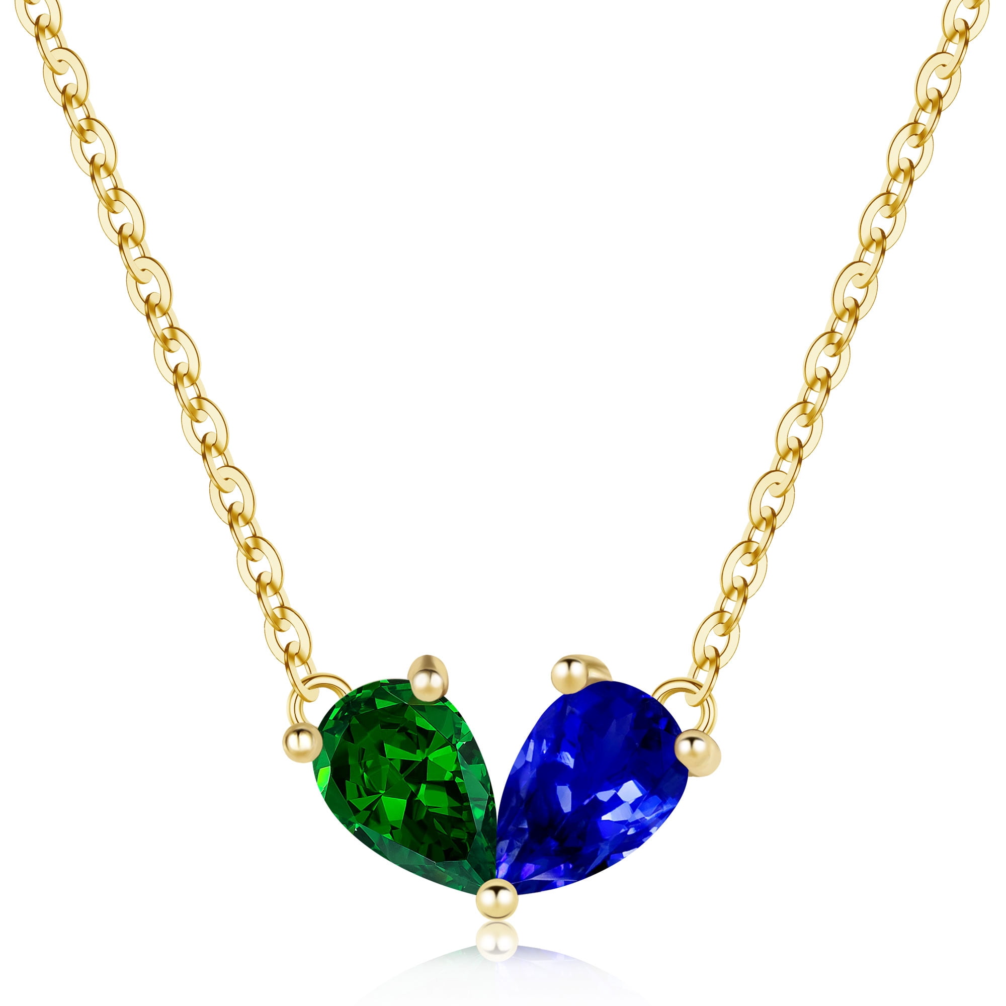 Turandoss Diamond Necklaces for Women Girls 14K Gold Plated Emerald ...