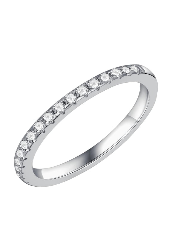 Engagement Rings for Women Anniversary Band 0.2-0.3ct 18K White Gold Plated Wedding Band S925 Sterling Silver Moissanite Promise Rings for Women Her
