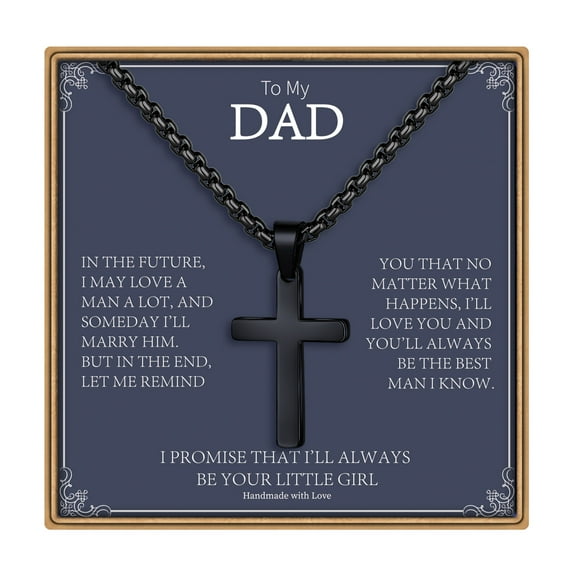 Turandoss Father In Law Gifts from Daughter In Law Father In Law Jewelry Black Cross Necklace Father In Law Fathers Birthday Religious Gifts for Father In Law Christian Gifts for Men
