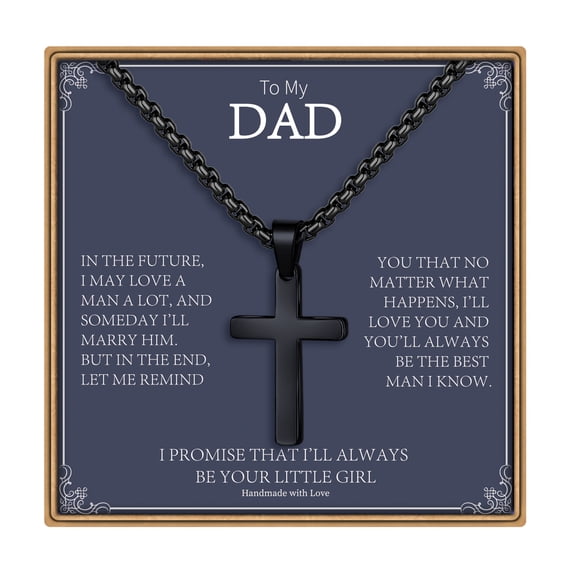 Turandoss Father In Law Gifts from Daughter In Law Father In Law Jewelry Black Cross Necklace Father In Law Fathers Birthday Religious Gifts for Father In Law Christian Gifts for Men