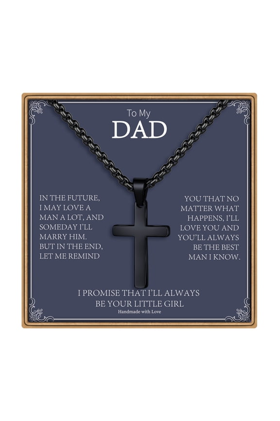 Father In Law Gifts from Daughter In Law Father In Law Jewelry Black Cross Necklace Father In Law Fathers Birthday Religious Gifts for Father In Law Christian Gifts for Men