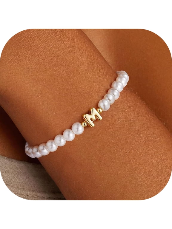 Gifts for Girls Kids 6 7 8 9 10 11 12 13 14 15 16 Year Old Girl Birthday Gifts Flower Girl Proposal Gift Initial Bracelets Pearl M Charm Bracelet Jewelry