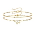 thumbnail image 1 of Turandoss Gold Layered Bracelets for Women 14K Gold Plated Layering Paperclip Link Chain Bracelets Dainty Elephant Charm Bracelets Layered Gold Bracelets for Women Jewelry Bead Chain&Elephant, 1 of 7