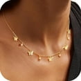 thumbnail image 1 of Turandoss Gold Plated Butterfly Necklace for Women Dainty Station Choker Simple Necklace 14K Gold Plated Cute Station Trendy Prom Waterproof Jewelry Butterfly Gifts for Women Her, 1 of 8