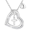 thumbnail image 1 of Turandoss Heart Cross Initial Necklaces for Women Girls Dainty 14K Gold Plated Cubic Zirconia Letter a-z Pendant Jewelry Christian Religious Birthday Gifts for Women Teen Girls Ages 10-12, 1 of 8