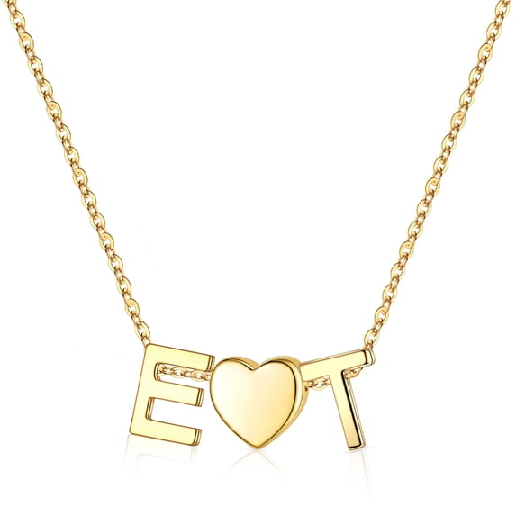 Turandoss Heart Initial Necklace for Women 14K Gold Plated Dainty 2 Letters A-Z with Heart Personalized Love Jewelry Birthday Gifts for Women Wife Girlfriend Mom Girls