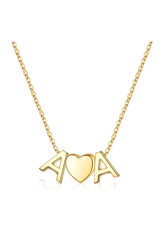 Heart Initial Necklace for Women 14K Gold Plated Dainty 2 Letters A-Z with Heart Personalized Love Pendant Jewelry Birthday Valentine's Day Gifts for Women Girls