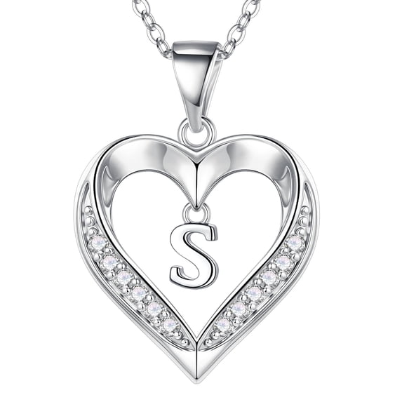 Turandoss Heart Initial Necklaces for Women Dainty 14K Gold Plated CZ Heart Pendant with Tiny Letter A-Z Monogram Name Jewelry Valentine's Day Birthday Gifts for Women Girls