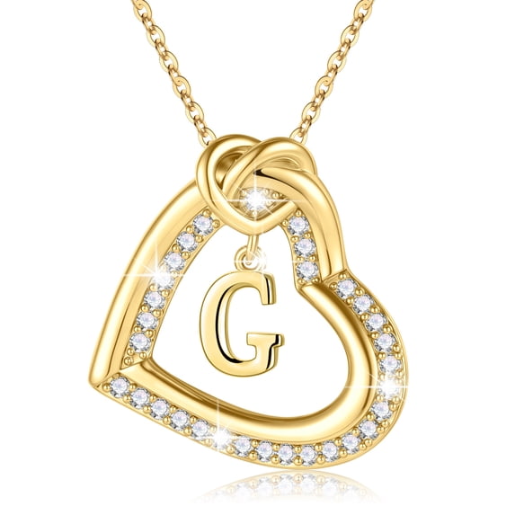 Turandoss Heart Initial Necklaces for Women 14K Gold Plated Cubic Zirconia Letter a-z Pendant Jewelry Mothers Day Birthday Gifts for Women Mom Wife Girlfriend Teen Girls