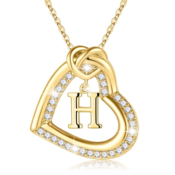 Turandoss Heart Initial Necklaces for Women Girls Dainty 14K Gold Plated Cubic Zirconia Letter a-z Pendant Jewelry Mothers Day Birthday Gifts for Women Girls Stuff Jewelry