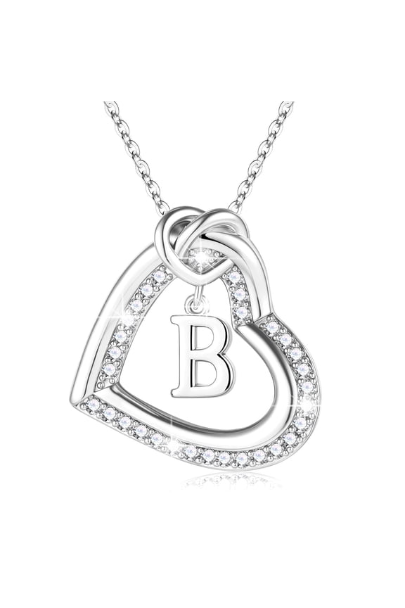 Heart Initial Necklaces for Women Girls Dainty 14K Gold Plated Cubic Zirconia Letter a-z Pendant Jewelry Mothers Day Birthday Gifts for Women Girls Stuff Jewelry