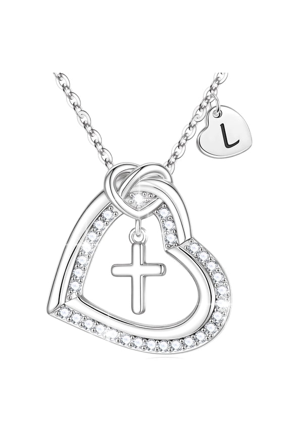 Heart Initial Necklaces for Women Girls Dainty 14K Gold Plated Cubic Zirconia Letter a-z Personalized Adjustable Jewelry Anniversary Birthday First Communion Gifts for Girls