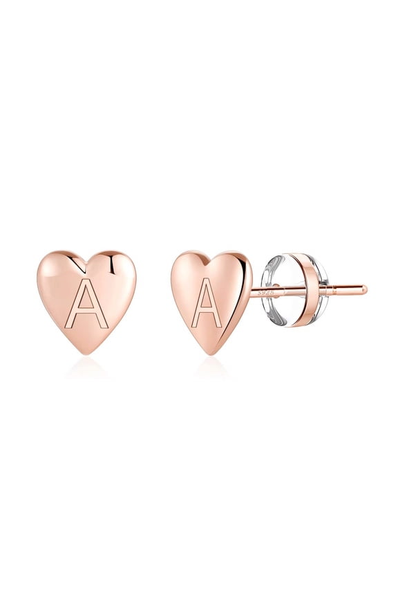 Heart Initial Stud Earrings for Girls Dainty 14K Gold Plated Alphabet A-Z Tiny Hypoallergenic Jewelry Birthday Gifts for Women Teens Little Girls
