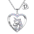 thumbnail image 1 of Turandoss Heart Unicorn Initial Necklace for Women 14K White Plated Colorful CZ Letter a-z Pendant Jewelry Birthday Gifts for Her Mom Teen Wife Ideas, 1 of 8