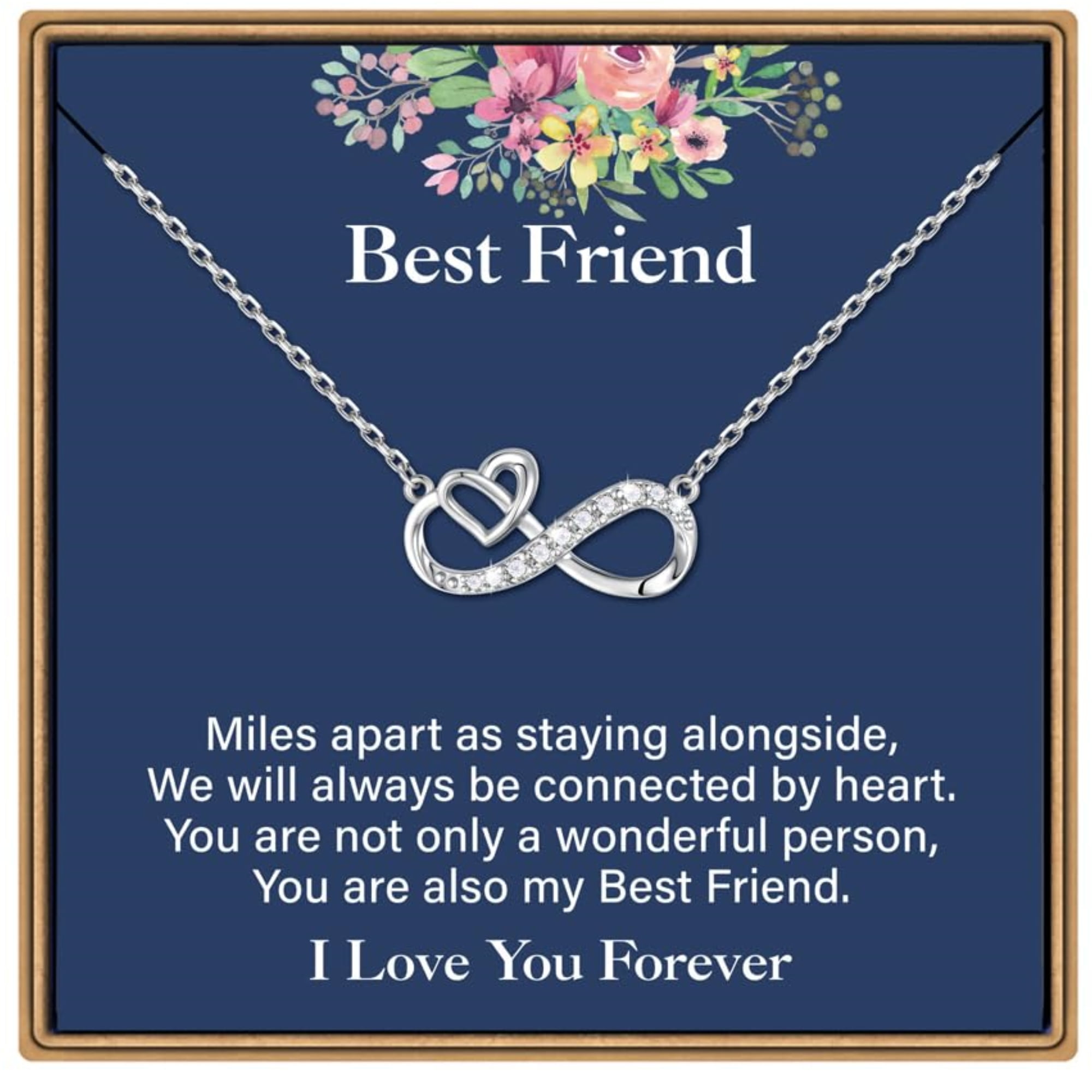 Turandoss Infinity Heart Necklace Friend Gifts for Women Best Friend 925 Sterling Silver Chain 14K White Gold Plated Personalized Jewelry Birthday Friendship Gifts for Her Girls Friends Bff