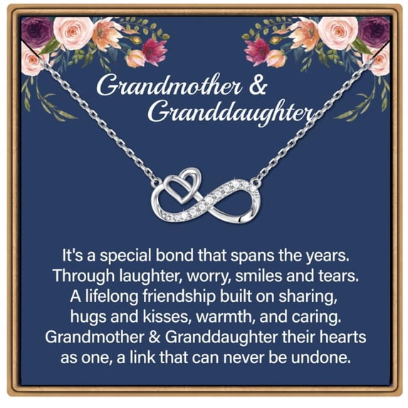 Turandoss Infinity Heart Necklace Grandma Granddaughter Gifts 925 Sterling Silver Chain 14K White Gold Plated Personalized Jewelry Mothers Day Birthday Gifts for Women Her