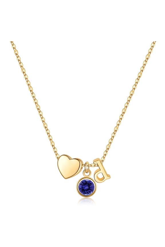 Initial Blue Cz Necklaces for Women Girls Trendy 14K Gold Plated Letter A-Z Necklace Dainty Birthstone Name Pendant Personalized Birthday Gifts for Women Girls Jewelry