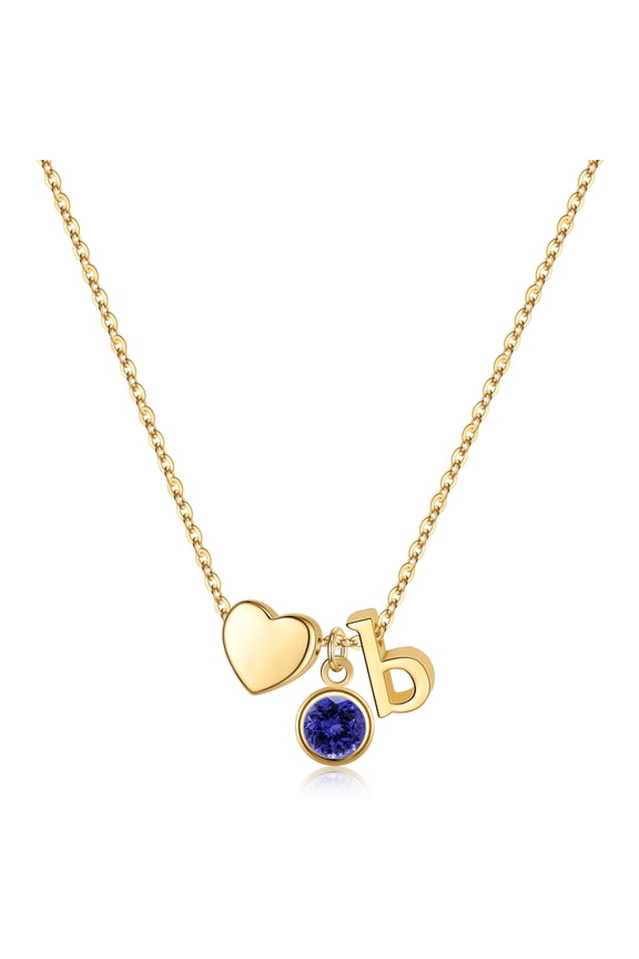 Initial Blue Cz Necklaces for Women Girls Trendy 14K Gold Plated Letter A-Z Necklace Dainty Birthstone Name Pendant Personalized Birthday Gifts for Women Girls Jewelry