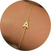 TURANDOSS Initial Bracelets for Women Girls Jewelry Gifts 18K-Gold-Plated Letter A Initial Bracelet Dainty Bracelet Jewelry Christmas Birthday Gifts for Her Bracelets for Women Girls Trendy