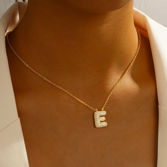 IEFSHINY Dainty Initial Bubble Necklace for Women 14K Gold Plated Paperclip Chain Cubic Zirconia Letter A-Z Jewelry Gifts for Women