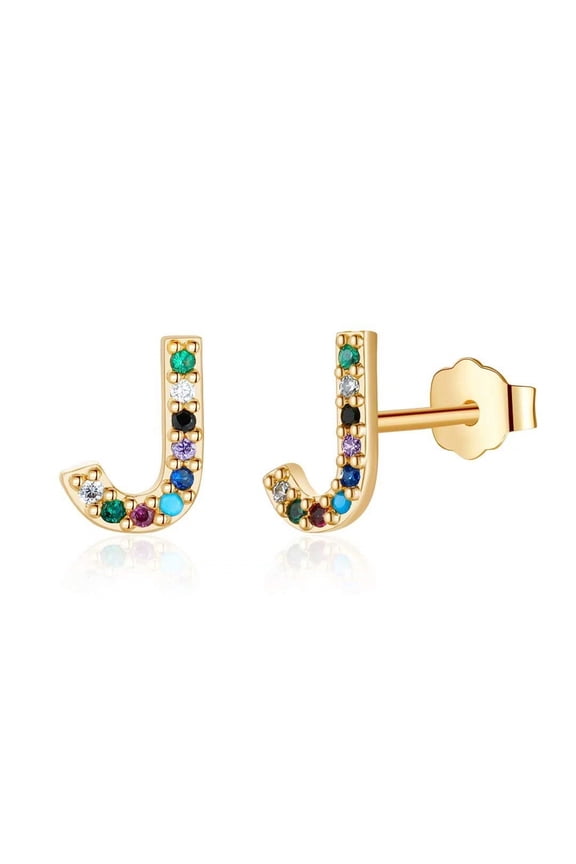 Initial Cz Stud Earrings for Girls Dainty 14K Gold Plated Letter A-Z Hypoallergenic Personalized Jewelry Birthday Gifts for Women Girls Age 10-12