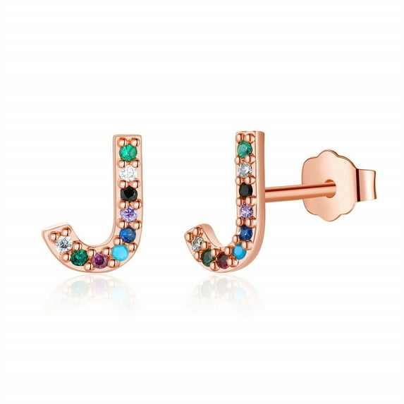 Turandoss Initial Cz Stud Earrings for Girls Dainty 14K Gold Plated Letter A-Z Hypoallergenic Personalized Jewelry Birthday Presents for Girls Daughter Kids