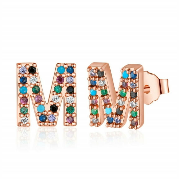 Turandoss Initial Cz Stud Earrings for Little Girls Dainty 14K Gold Plated Tiny Alphabet A-Z Hypoallergenic Daughter Kids Jewelry Birthday Gifts for Women Her