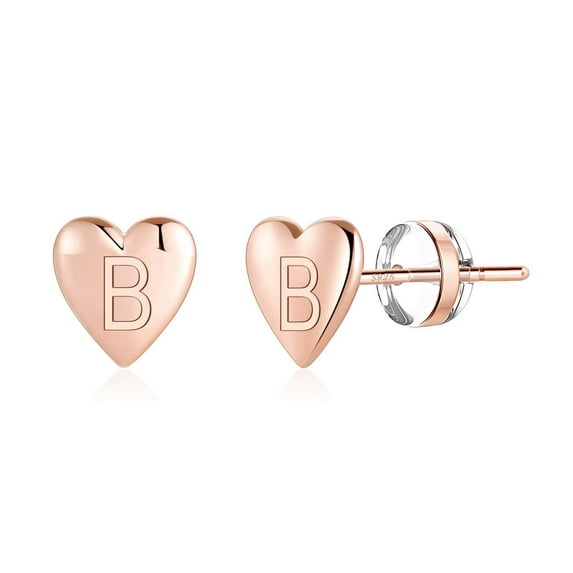 Turandoss Initial Heart Stud Earrings for Teens Little Girls Daughter Hypoallergenic Kids 14K Gold Plated Jewelry Birthday Gifts for Women Girls Age 6-8