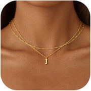 Collares con Inicial para Mujer Collar con Letra Inicial J Chapado en Oro de 14K para Mujer Gargantilla Delicada en Capas Collar de Cumpleaños Joyería Personalizada Regalos