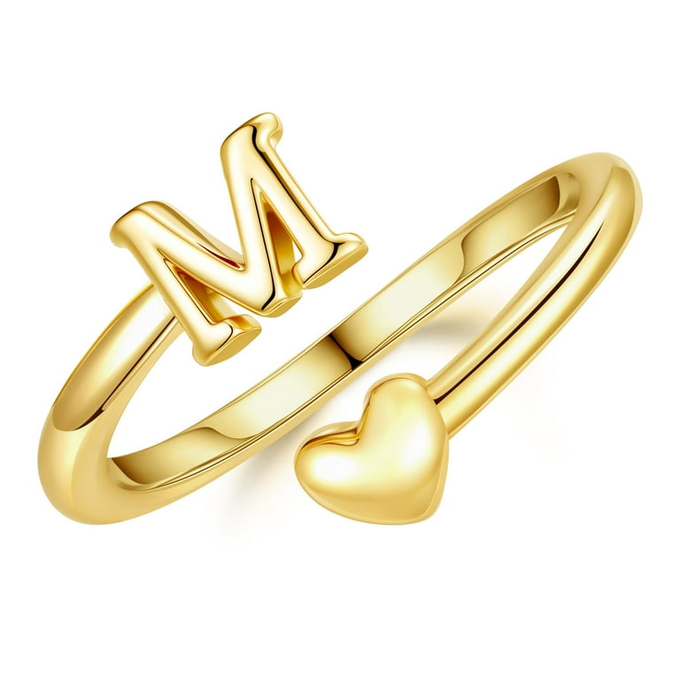 Turandoss Initial Open Rings for Women Girls 14K Gold Plated Non Tarnish  Dainty Custom Letter A-Z Heart Charm Stackable Jewelry Personalized  Birthday