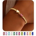 thumbnail image 1 of Turandoss January Birthstone Heart Bracelets for Women Dainty 14K Gold Plated Red Created Garnet Birthstone Bracelet Trendy Birthday Gifts for 5 6 7 8 9 10 11 12 13 14 15 16 Teen Girls Jewelry, 1 of 7