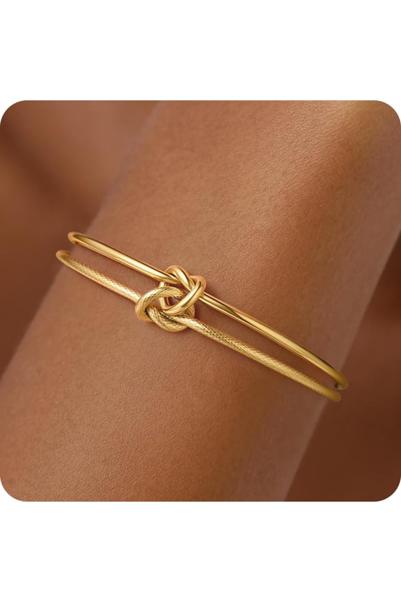 Knot Cuff Bangle Bracelets for Women 18K Gold Plated Love Knot Bracelets for Women Trendy Personalized Snake Open Bangle Bracelet Adjustable Snake Cuff Bracelet Jewelry Gifts