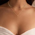 thumbnail image 1 of Turandoss Lariat Gold Necklaces for WomenDainty 14K Gold Plated Y-Shaped Lariat Necklace Cubic Zirconia Drop Necklace Long Layered Necklaces for Women Her Jewelry Gifts, 1 of 7