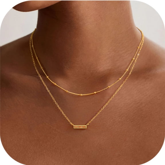 Turandoss Layered Birthstone Necklaces for Women Girls Dainty 14K Gold Plated November Created Citrine Birthstone Pendant Trendy Jewelry Easter Birthday Gifts for Women Mothers Girls