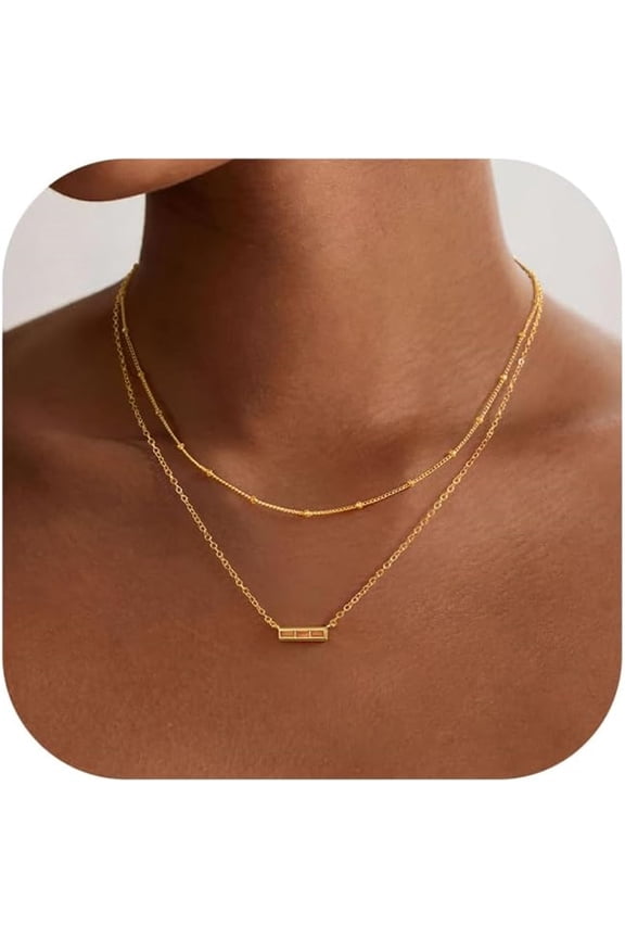 Layered Birthstone Necklaces for Women Girls Dainty 14K Gold Plated November Created Citrine Birthstone Pendant Trendy Jewelry Valentines Day Birthday Gifts for Women Mothers Girls