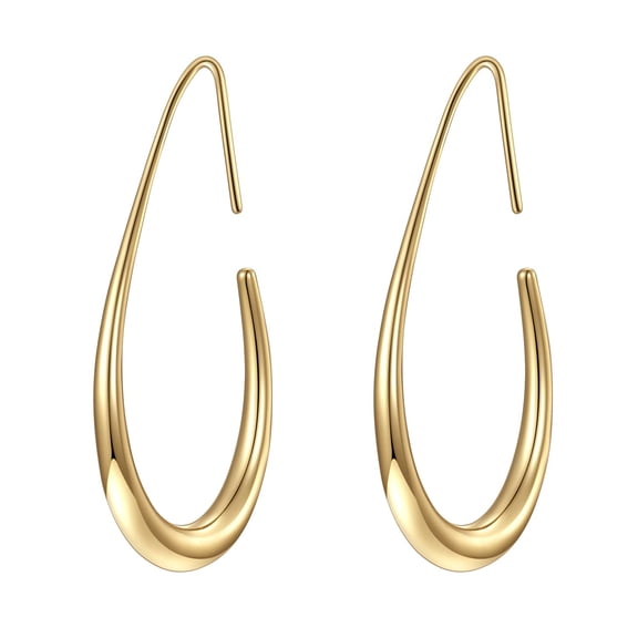 Turandoss 18K Gold Plated Teardrop Chunky Hoop Boho Earrings for Women Sensitive Ears Large Oval Pull Through Non Tarnish Lightweight Fashion Accessories Jewelry Birthday Gifts for Her Mom Wife Ideas