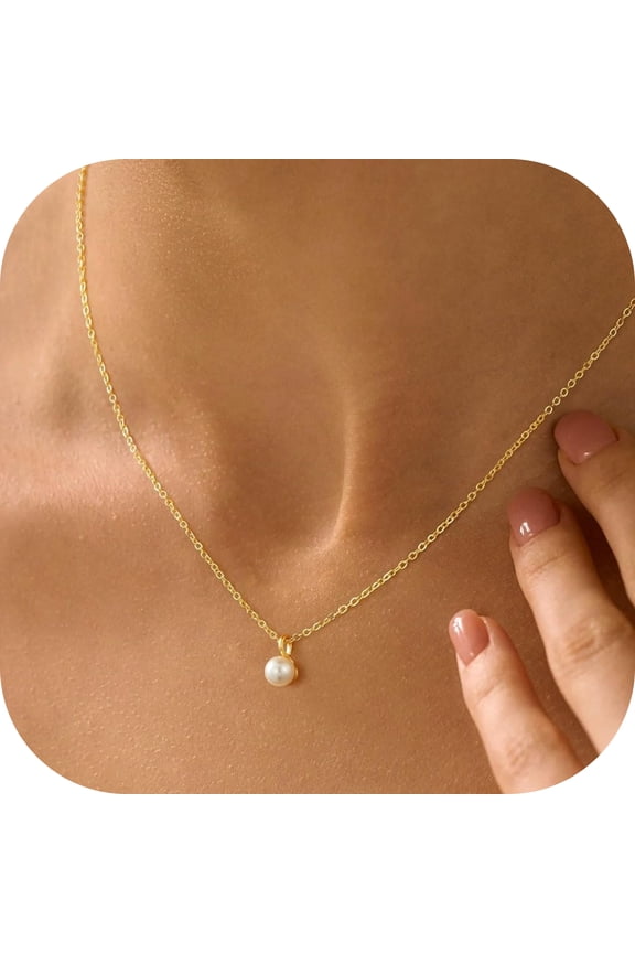 Pearl Necklaces for Women GirlsDainty Simple Elegant Gold Pendant Prom Necklace for Women Trendy Single Solitaire Minimalist Pearl Necklaces Womens Accessories Jewelry Wedding Gifts