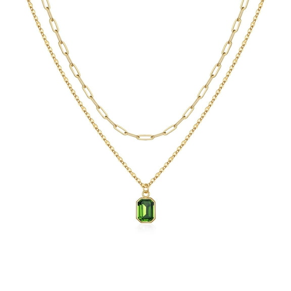 Turandoss Peridot Necklaces for Women August Birthstone Necklaces for Women Peridot Jewelry August Birthstone Necklace for Girls Birthday Gifts for Girls Sliver Layered Necklace for Womens